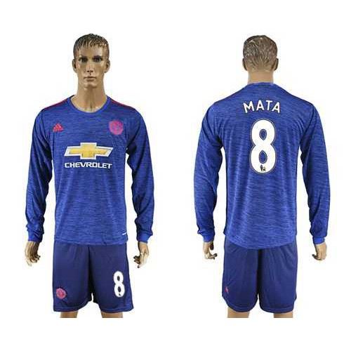 Manchester United #8 Mata Away Long Sleeves Soccer Club Jersey Manchester United #8 Mata Away Long Sleeves Soccer Club Jersey