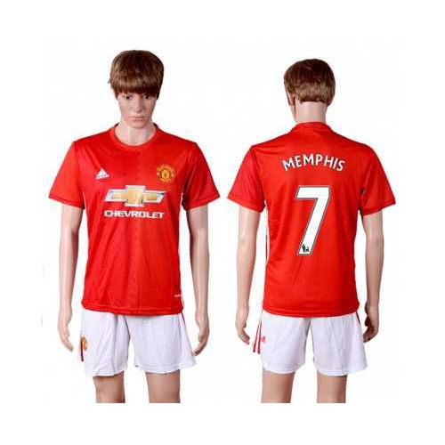 Manchester United #7 Memphis Red Home Soccer Club Jersey Manchester United #7 Memphis Red Home Soccer Club Jersey