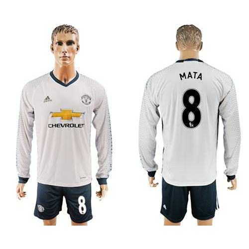 Manchester United #8 Mata Sec Away Long Sleeves Soccer Club Jersey Manchester United #8 Mata Sec Away Long Sleeves Soccer Club Jersey