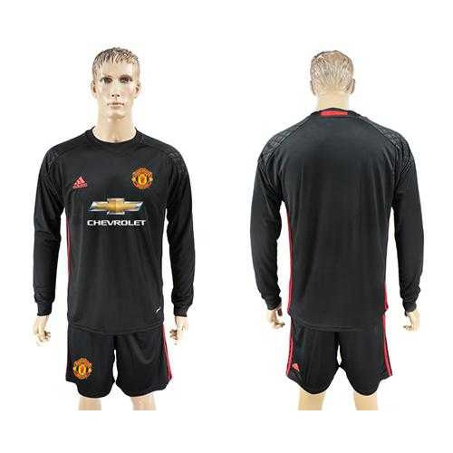 Manchester United Blank Black Goalkeeper Long Sleeves Soccer Club Jersey Manchester United Blank Black Goalkeeper Long Sleeves Soccer Club Jersey