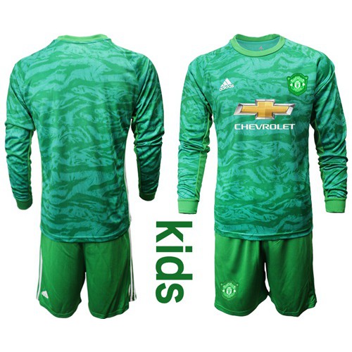 Manchester United Blank Green Goalkeeper Long Sleeves Kid Soccer Club Jersey Manchester United Blank Green Goalkeeper Long Sleeves Kid Soccer Club Jersey