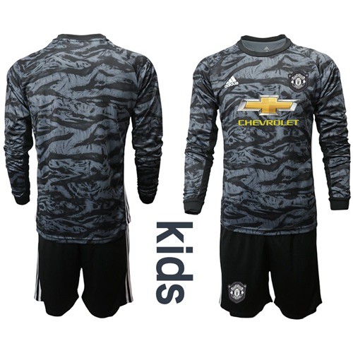 Manchester United Blank Black Goalkeeper Long Sleeves Kid Soccer Club Jersey Manchester United Blank Black Goalkeeper Long Sleeves Kid Soccer Club Jersey