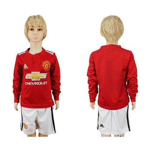 Manchester United Blank Home Long Sleeves Kid Soccer Club Jersey Manchester United Blank Home Long Sleeves Kid Soccer Club Jersey