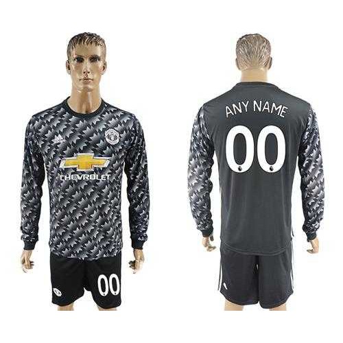 Manchester United Personalized Black Long Sleeves Soccer Club Jersey Manchester United Personalized Black Long Sleeves Soccer Club Jersey