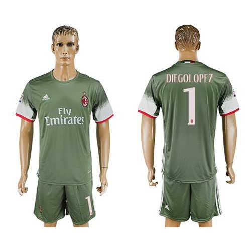 AC Milan #1 Diegolopez Sec Away Soccer Club Jersey AC Milan #1 Diegolopez Sec Away Soccer Club Jersey