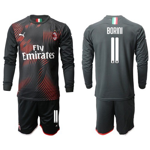 AC Milan #11 Borini Third Long Sleeves Soccer Club Jersey AC Milan #11 Borini Third Long Sleeves Soccer Club Jersey