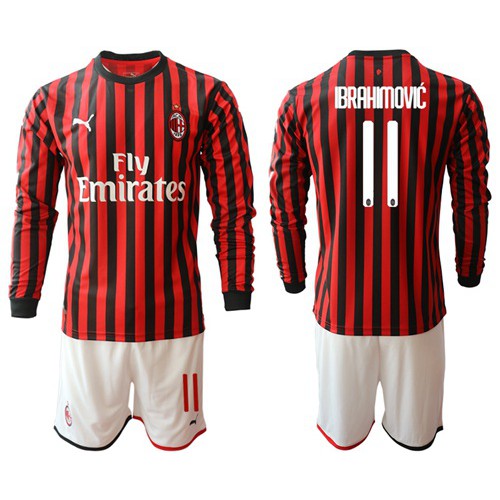 AC Milan #11 Brahimovic Home Long Sleeves Soccer Club Jersey AC Milan #11 Brahimovic Home Long Sleeves Soccer Club Jersey