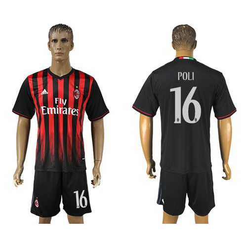 AC Milan #16 Poli Home Soccer Club Jersey AC Milan #16 Poli Home Soccer Club Jersey