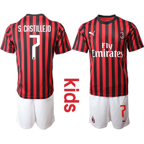 AC Milan #7 S.Castillejo Home Kid Soccer Club Jersey AC Milan #7 S.Castillejo Home Kid Soccer Club Jersey
