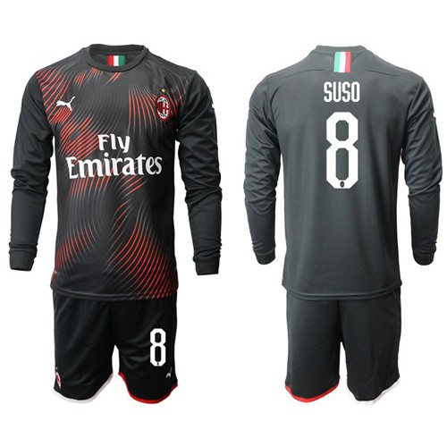 AC Milan #8 Suso Third Long Sleeves Soccer Club Jersey AC Milan #8 Suso Third Long Sleeves Soccer Club Jersey