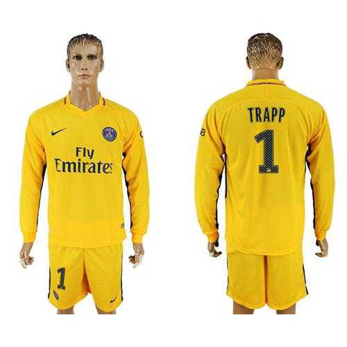 Paris Saint-Germain #1 Trapp Away Long Sleeves Soccer Club Jersey Paris Saint-Germain #1 Trapp Away Long Sleeves Soccer Club Jersey
