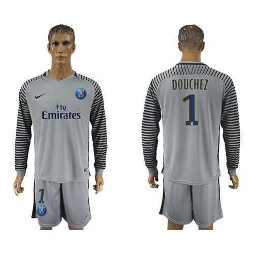 Paris Saint-Germain #1 Douchez Grey Goalkeeper Long Sleeves Soccer Club Jersey Paris Saint-Germain #1 Douchez Grey Goalkeeper Long Sleeves Soccer Club Jersey