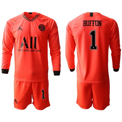 Paris Saint-Germain #1 Buffon Red Jordan Long Sleeves Soccer Club Jersey Paris Saint-Germain #1 Buffon Red Jordan Long Sleeves Soccer Club Jersey