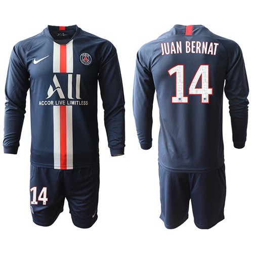 Paris Saint-Germain #14 Juan Bernat Home Long Sleeves Soccer Club Jersey Paris Saint-Germain #14 Juan Bernat Home Long Sleeves Soccer Club Jersey