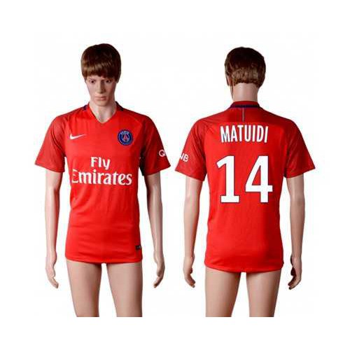 Paris Saint-Germain #14 Matuidi Red Soccer Club Jersey Paris Saint-Germain #14 Matuidi Red Soccer Club Jersey