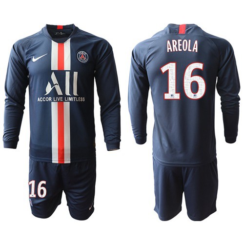 Paris Saint-Germain #16 Areola Home Long Sleeves Soccer Club Jersey Paris Saint-Germain #16 Areola Home Long Sleeves Soccer Club Jersey