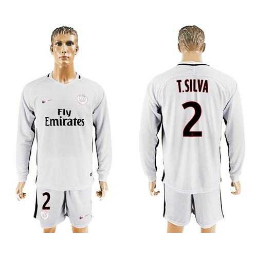 Paris Saint-Germain #2 T.Silva Sec Away Long Sleeves Soccer Club Jersey Paris Saint-Germain #2 T.Silva Sec Away Long Sleeves Soccer Club Jersey
