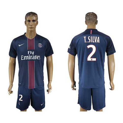 Paris Saint-Germain #2 T Silva Home Soccer Club Jersey Paris Saint-Germain #2 T Silva Home Soccer Club Jersey