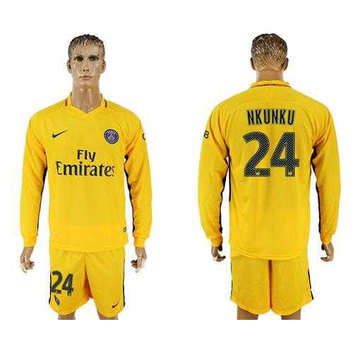 Paris Saint-Germain #24 Nkunku Away Long Sleeves Soccer Club Jersey Paris Saint-Germain #24 Nkunku Away Long Sleeves Soccer Club Jersey
