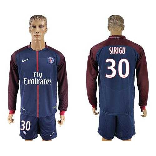 Paris Saint-Germain #30 Sirigu Home Long Sleeves Soccer Club Jersey Paris Saint-Germain #30 Sirigu Home Long Sleeves Soccer Club Jersey