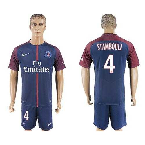 Paris Saint-Germain #4 Stambouli Home Soccer Club Jersey Paris Saint-Germain #4 Stambouli Home Soccer Club Jersey