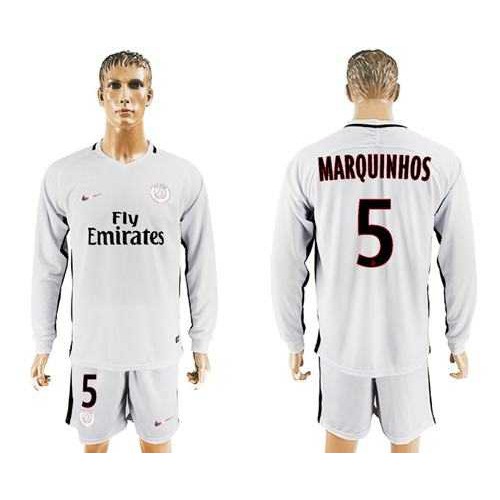 Paris Saint-Germain #5 Marquinhos Sec Away Long Sleeves Soccer Club Jersey Paris Saint-Germain #5 Marquinhos Sec Away Long Sleeves Soccer Club Jersey