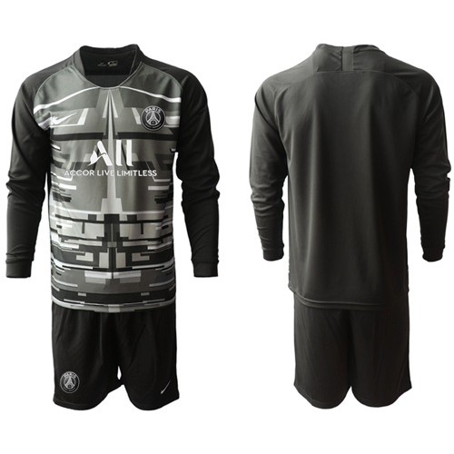 Paris Saint-Germain Blank Black Goalkeeper Long Sleeves Soccer Club Jersey Paris Saint-Germain Blank Black Goalkeeper Long Sleeves Soccer Club Jersey