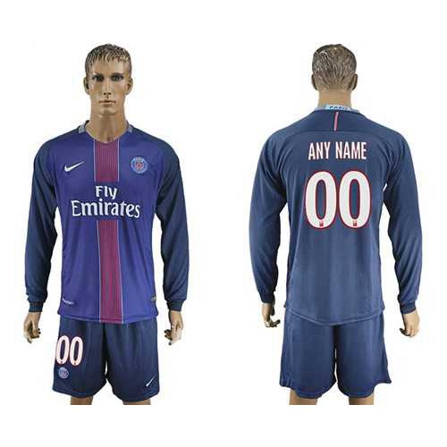 Paris Saint-Germain Personalized Home Long Sleeves Soccer Club Jersey Paris Saint-Germain Personalized Home Long Sleeves Soccer Club Jersey