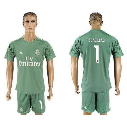 Real Madrid #1 I Casillas Green Goalkeeper Soccer Club Jersey Real Madrid #1 I Casillas Green Goalkeeper Soccer Club Jersey
