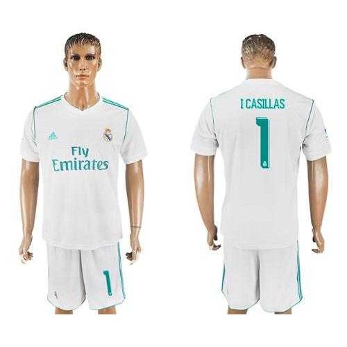 Real Madrid #1 I.Casillas White Home Soccer Club Jersey Real Madrid #1 I.Casillas White Home Soccer Club Jersey