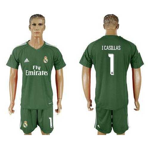 Real Madrid #1 I Casillas Green Goalkeeper Soccer Club Jersey Real Madrid #1 I Casillas Green Goalkeeper Soccer Club Jersey