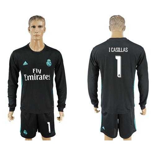 Real Madrid #1 I Casillas Away Long Sleeves Soccer Club Jersey Real Madrid #1 I Casillas Away Long Sleeves Soccer Club Jersey