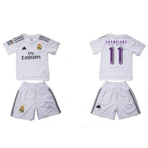 Real Madrid #11 Champions White Home Kid Soccer Club Jersey Real Madrid #11 Champions White Home Kid Soccer Club Jersey