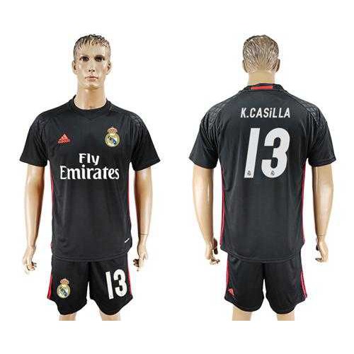 Real Madrid #13 K.Casilla Black Goalkeeper Soccer Club Jersey Real Madrid #13 K.Casilla Black Goalkeeper Soccer Club Jersey