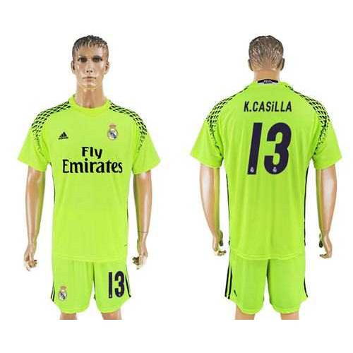 Real Madrid #13 K.Casilla Shiny Green Goalkeeper Soccer Club Jersey Real Madrid #13 K.Casilla Shiny Green Goalkeeper Soccer Club Jersey