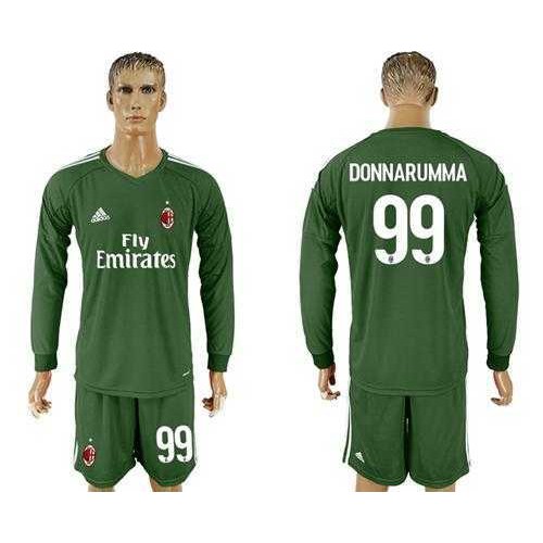 AC Milan #99 Donnarumma Green Goalkeeper Long Sleeves Soccer Club Jersey AC Milan #99 Donnarumma Green Goalkeeper Long Sleeves Soccer Club Jersey