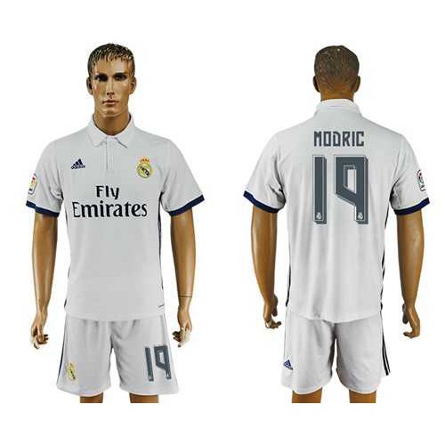 Real Madrid #19 Modric White Home Soccer Club Jersey Real Madrid #19 Modric White Home Soccer Club Jersey