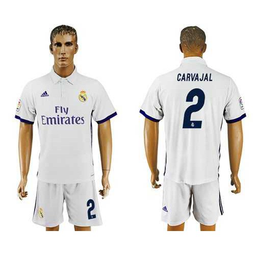Real Madrid #2 Carvajal White Home Soccer Club Jersey Real Madrid #2 Carvajal White Home Soccer Club Jersey