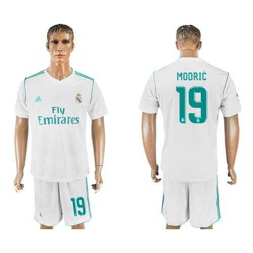 Real Madrid #19 Modric White Home Soccer Club Jersey Real Madrid #19 Modric White Home Soccer Club Jersey