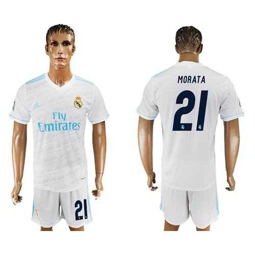 Real Madrid #21 Morata White Home Soccer Club Jersey Real Madrid #21 Morata White Home Soccer Club Jersey