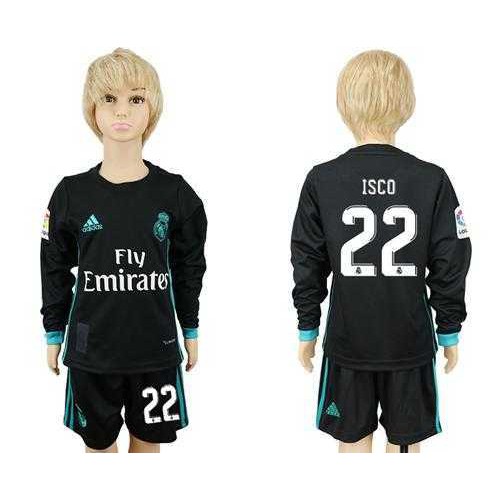 Real Madrid #22 Isco Sec Away Long Sleeves Kid Soccer Club Jersey Real Madrid #22 Isco Sec Away Long Sleeves Kid Soccer Club Jersey