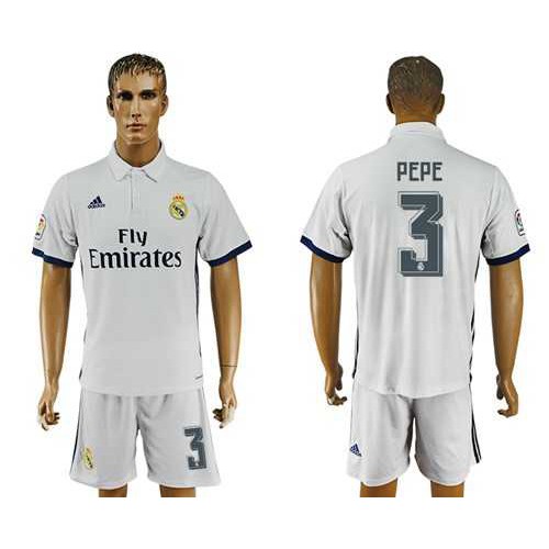 Real Madrid #3 Pepe White Home Soccer Club Jersey Real Madrid #3 Pepe White Home Soccer Club Jersey