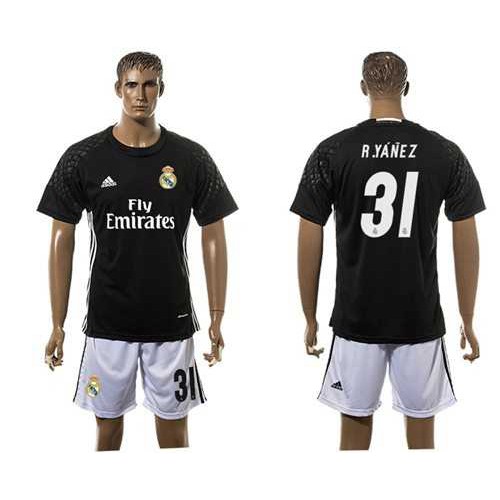 Real Madrid #31 R.Yanez Black Goalkeeper Soccer Club Jersey Real Madrid #31 R.Yanez Black Goalkeeper Soccer Club Jersey