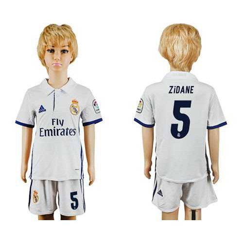 Real Madrid #5 Zidane White Home Kid Soccer Club Jersey Real Madrid #5 Zidane White Home Kid Soccer Club Jersey