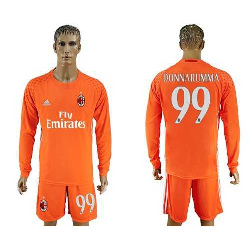 AC Milan #99 Donnarumma Orange Goalkeeper Long Sleeves Soccer Club Jersey AC Milan #99 Donnarumma Orange Goalkeeper Long Sleeves Soccer Club Jersey