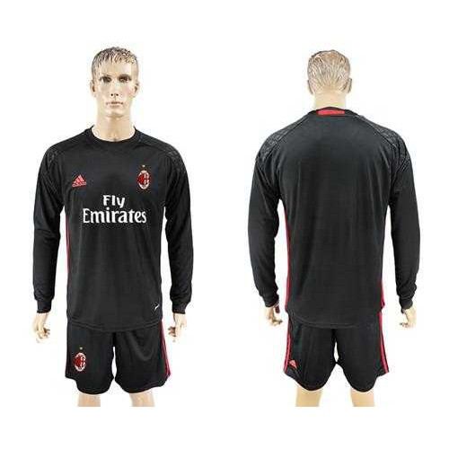 AC Milan Blank Black Goalkeeper Long Sleeves Soccer Club Jersey AC Milan Blank Black Goalkeeper Long Sleeves Soccer Club Jersey