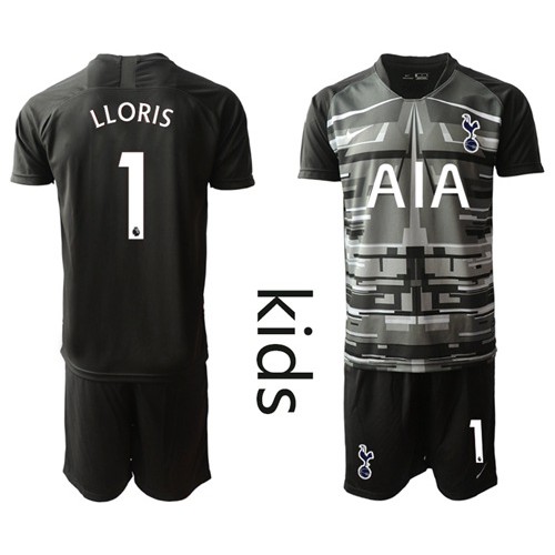 Tottenham Hotspur #1 Lloris Black Goalkeeper Kid Soccer Club Jersey Tottenham Hotspur #1 Lloris Black Goalkeeper Kid Soccer Club Jersey