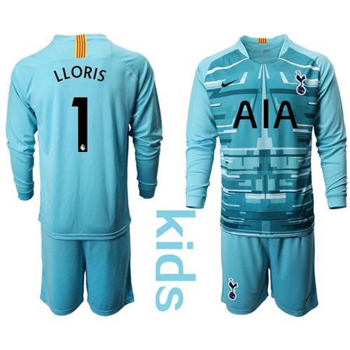 Tottenham Hotspur #1 Lloris Light Blue Goalkeeper Long Sleeves Kid Soccer Club Jersey Tottenham Hotspur #1 Lloris Light Blue Goalkeeper Long Sleeves Kid Soccer Club Jersey