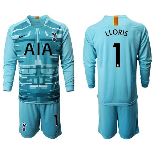 Tottenham Hotspur #1 Lloris Light Blue Goalkeeper Long Sleeves Soccer Club Jersey Tottenham Hotspur #1 Lloris Light Blue Goalkeeper Long Sleeves Soccer Club Jersey