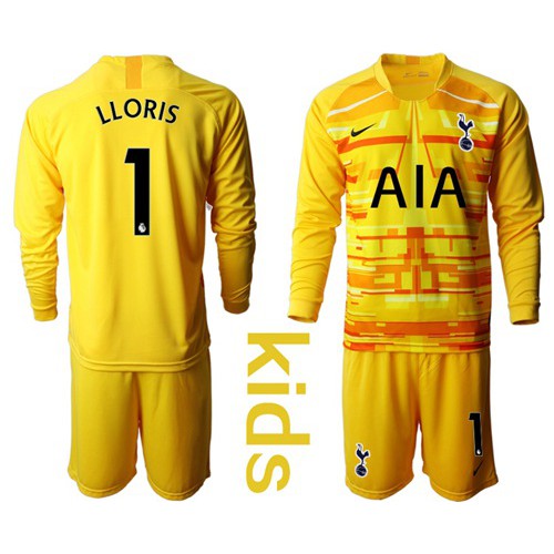 Tottenham Hotspur #1 Lloris Yellow Goalkeeper Long Sleeves Kid Soccer Club Jersey Tottenham Hotspur #1 Lloris Yellow Goalkeeper Long Sleeves Kid Soccer Club Jersey